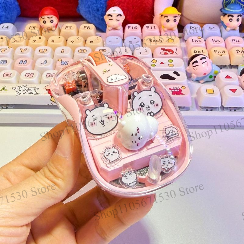Kawaii Tech Accessories - Mouse Sem Fio Transparente Rosa Kawaii